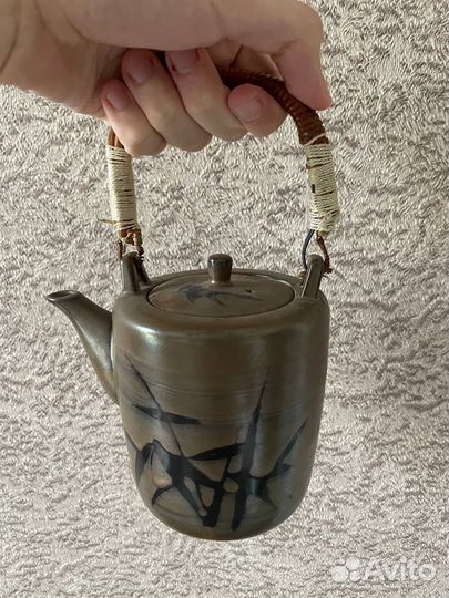 Чайник китайский на ручке старинный из керамики