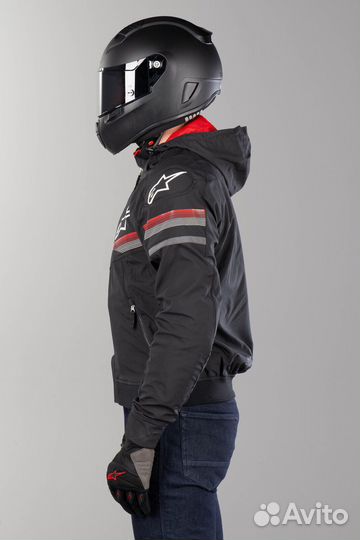 Motorradjacke Alpinestars Sektor V2 Tech Hoodie Schwarz-Rot Черный