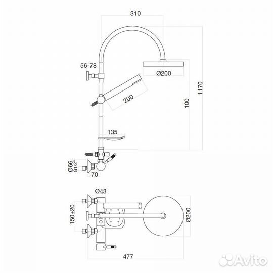 Душевая система Webert Rimini RI870105015, хром