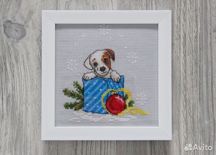 Вышитая картина Джек рассел терьер