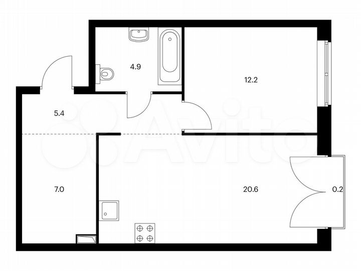 1-к. квартира, 50,3 м², 5/12 эт.