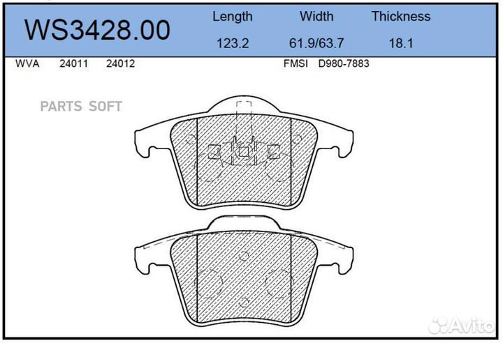 Jeenice WS342800 Колодки тормозные дисковые зад