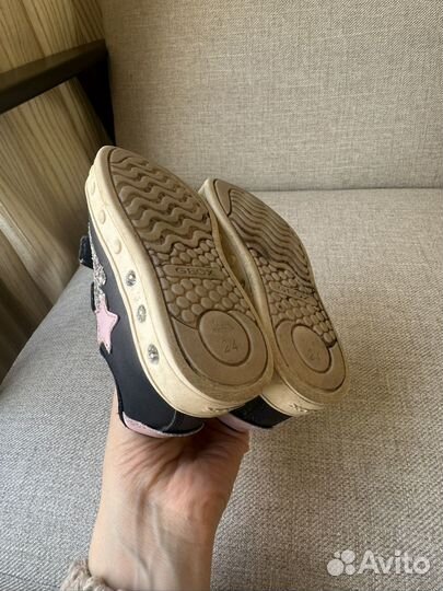 Кроссовки детские geox, 24 размер, светящиеся