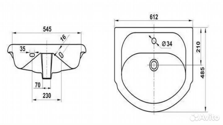 Раковина 61 см с пьедесталом + кран и шланги