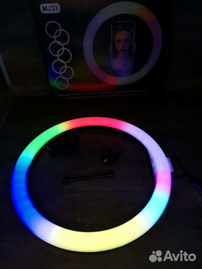 Кольцевая лампа 33см без штатива цветная новая