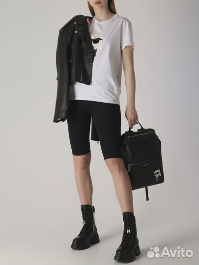 Футболка хлопковая с принтом K/Ikonik Karl Lagerfe