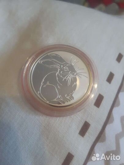 Монета 3 рубля Заяц
