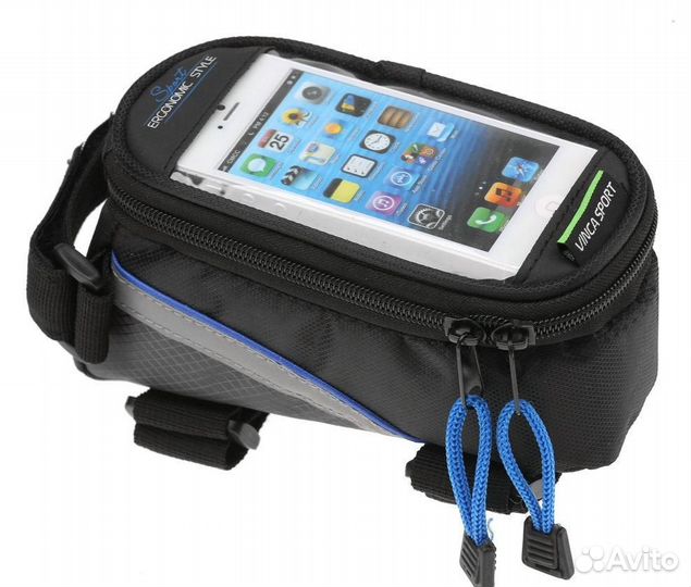 Велосипедная сумка на раму c карманом для телефона