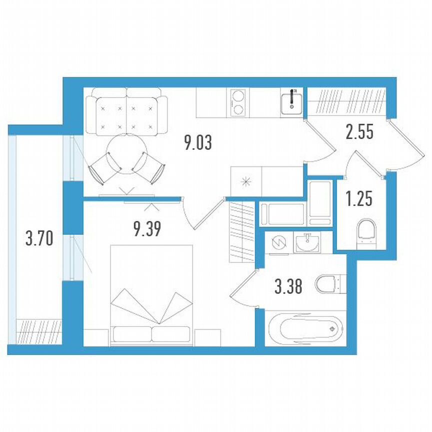 1-к. квартира, 26 м², 15/25 эт.