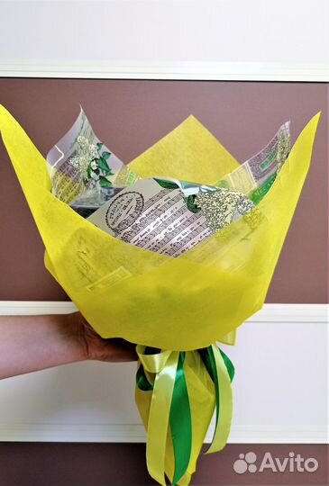 Съедобные букеты с чаем и натуральными сладостями