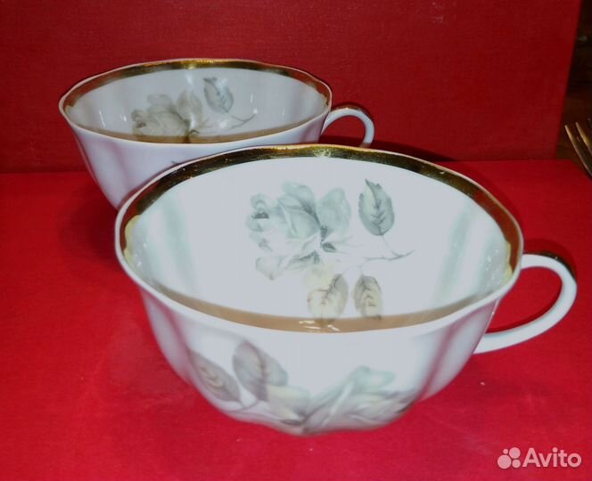 Чашка фарфоровая Серая роза Дулёво СССР