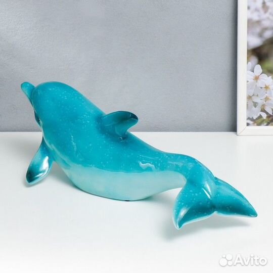 Сувенир полистоун свет 'Голубой дельфин' 14х17х42