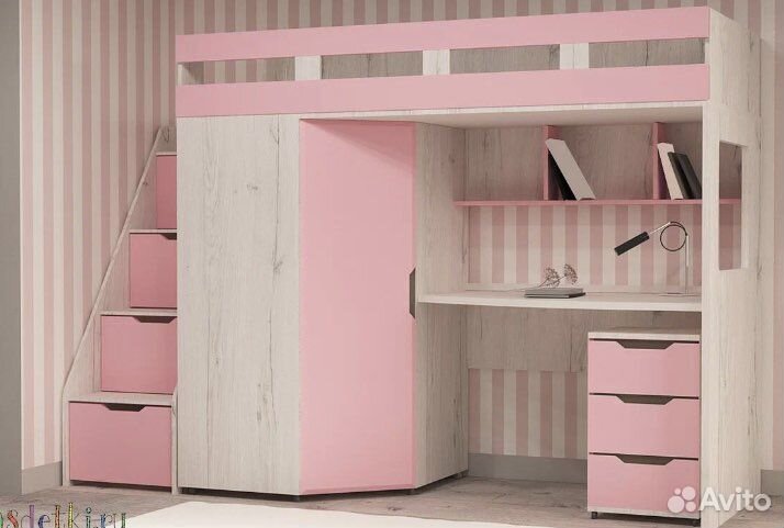 Двухъярусная Кровать чердак с рабочим местом