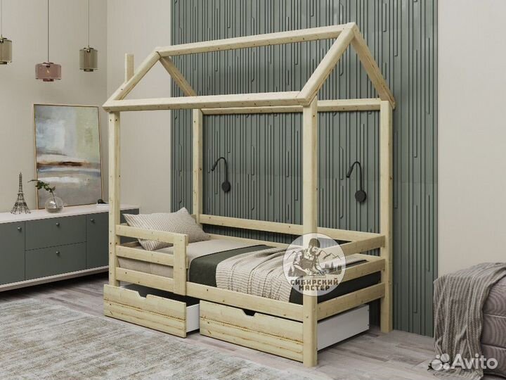 Кровать домик деревянная