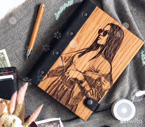 Ежедневник, блокнот (100 дерево и кожа)