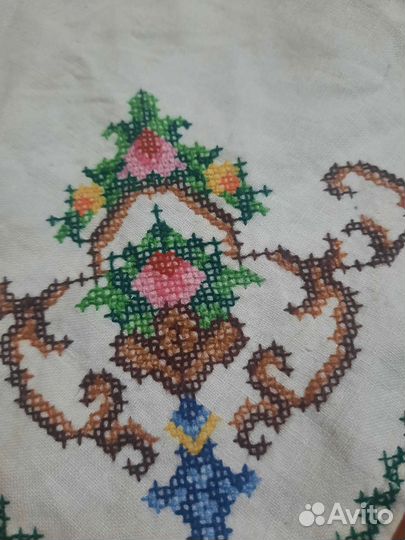 Льняные салфетки, ручная вышивка, комплект 6 штук