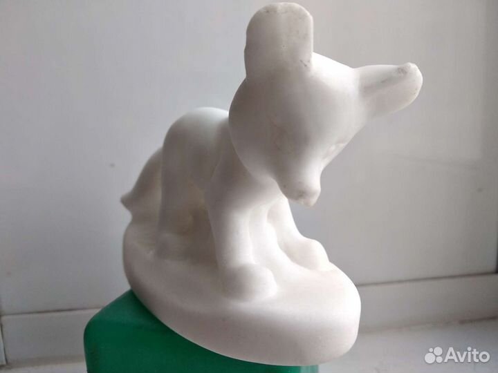 Мраморная статуэтка песец и пудреница, СССР 50-е