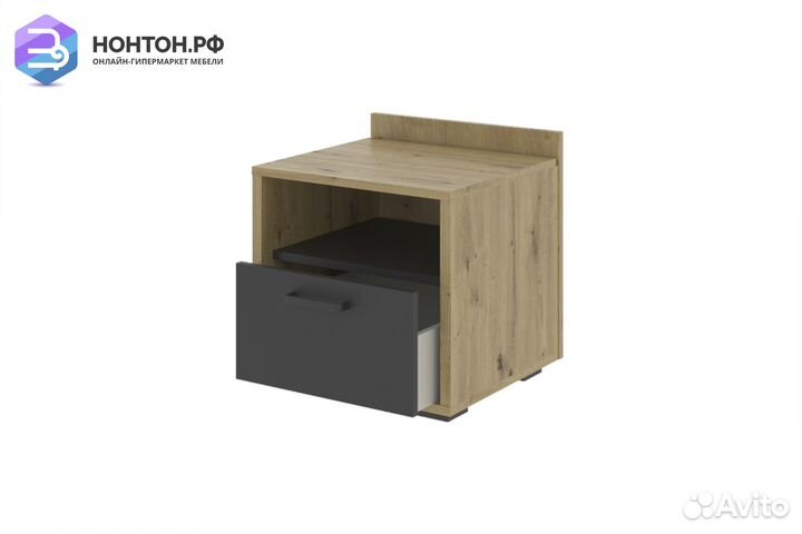 Тумба прикроватная kubo артизан / чёрный / серый