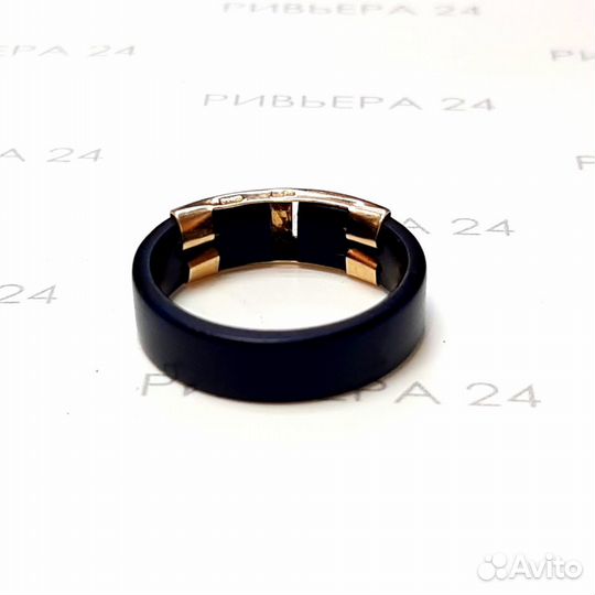 Золотое кольцо с каучуком 585 пробы 1.25 грамм