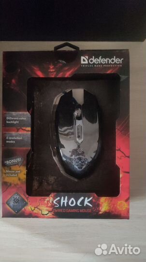 Игровая мышь Defender Shock + коврик