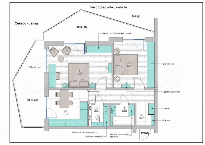2-к. квартира, 60,9 м², 2/8 эт.