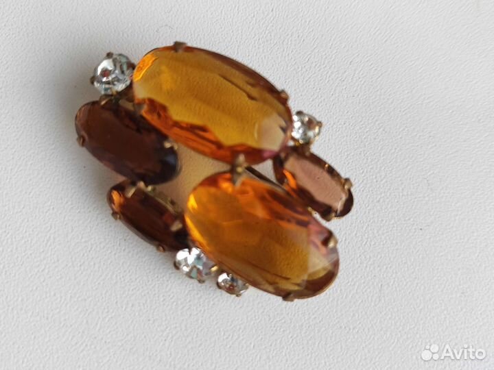 Броши жёлтые стекла винтаж