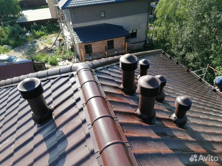 Установка снегозадержателей, монтаж вент выходов