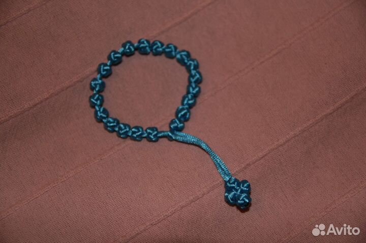 Православные четки, атласный шнур, голубые