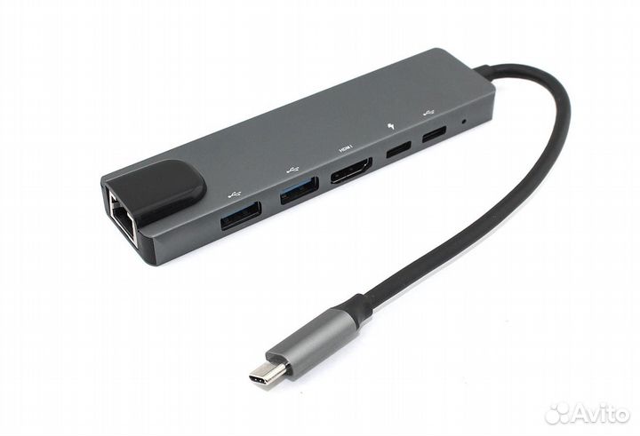 Адаптер Type C на hdmi, USB 3.0*2+RJ45 + Type C*2