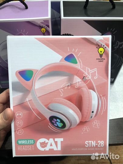 Беспроводные детские наушники с кошачьими ушками