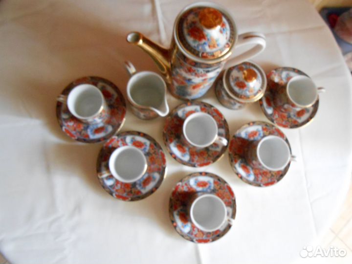 Сервис кофейный Япония фарфор позолота 6 персон