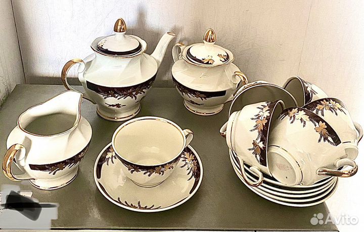 Сервиз чайный на 6 персон, Рижский фарфоровый з-д