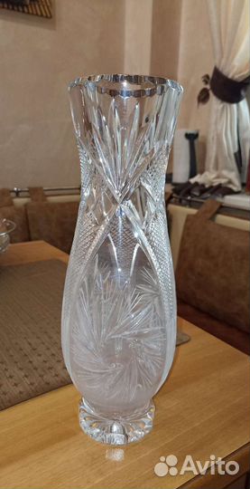 Большая хрустальная ваза 30 см