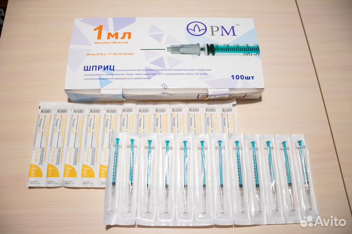 Шприц инсулиновый 1 мл, игла 27g (0,4х12), 70 шт