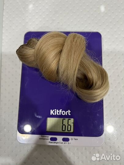 Волосы натуральные на трессе 50 см блонд
