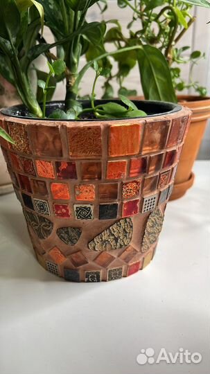 Кашпо горшок из мозаики