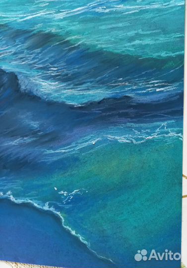 Картина море пастелью
