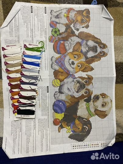 Схема для вышивки и остаток ниток