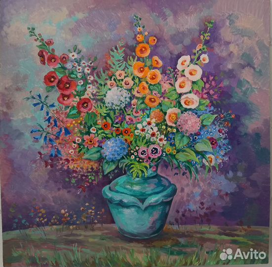 Картина маслом 30х30 Букет цветов