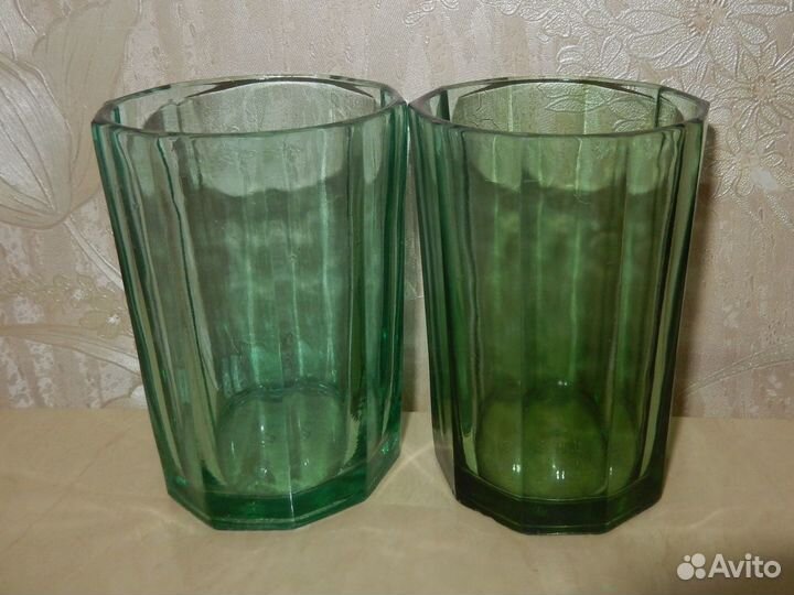 Стаканы граненые, цветное стекло, 10 граней, СССР