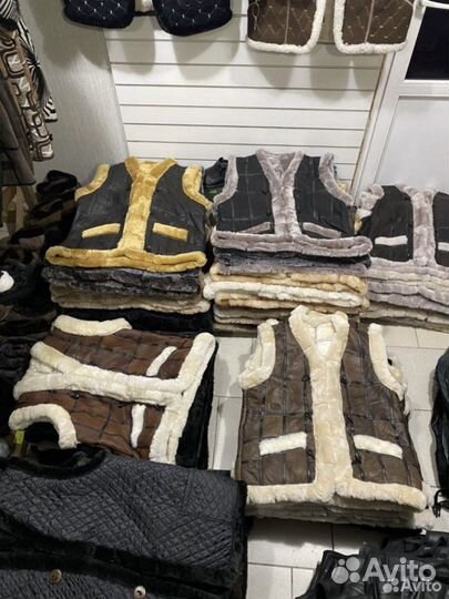 Безрукавки из овчины, кожаные, Махачкала