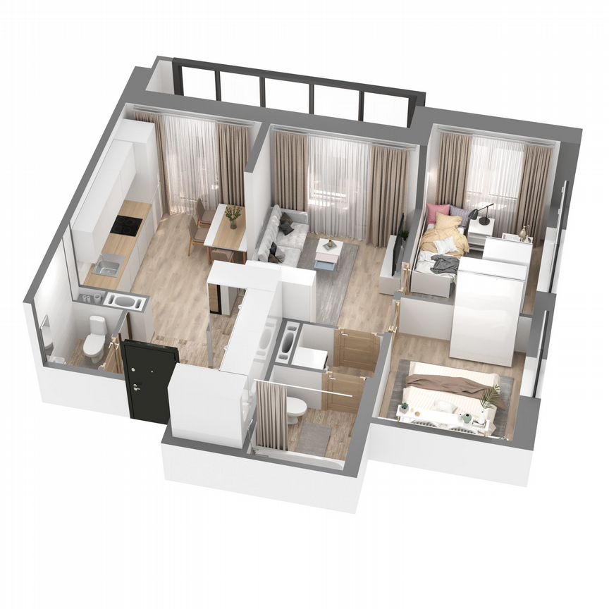 2-к. квартира, 53,1 м², 1/23 эт.