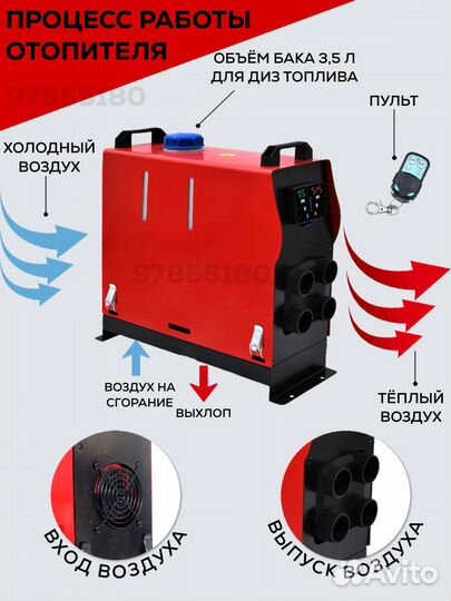 Автономный вертикальный отопитель 12V