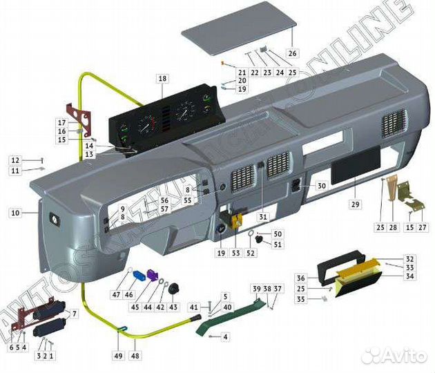Панель приборов газ газель / торпеда газ газель