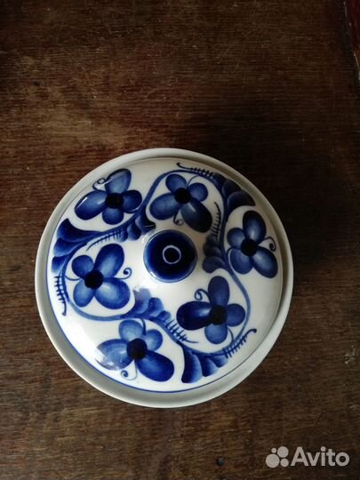 Сахарница масленка Старая Гжель фарфор СССР