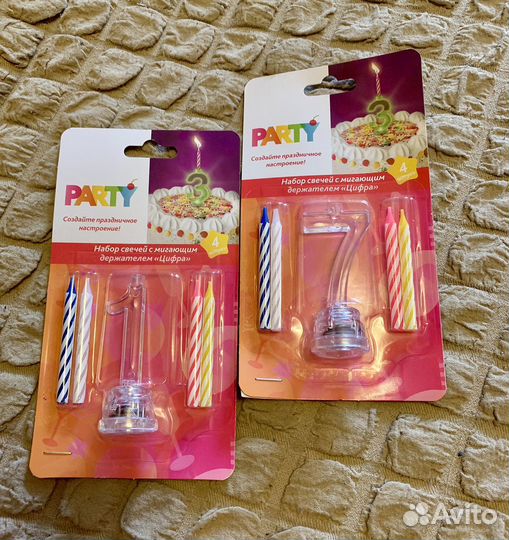 Набор свечей с мигающим держателем «Цифра»