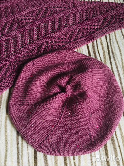 Наборы беретов с шарфиками демисезон