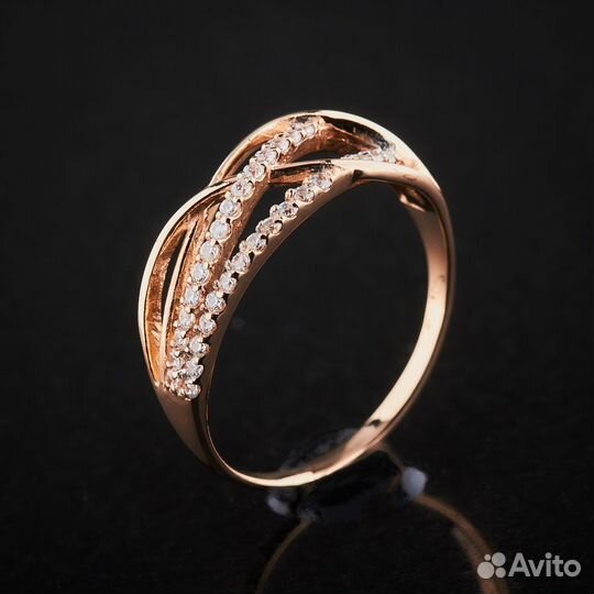 Кольцо из красного золота с фианитами