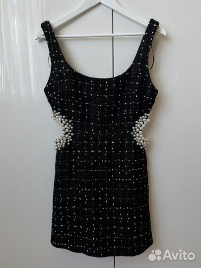 Мини платье zara твид черное