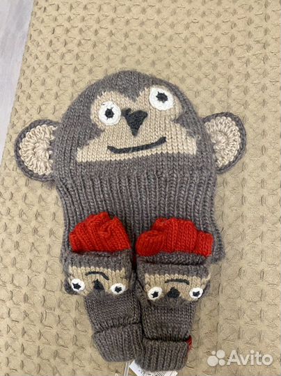 Joules обезьяна шапка и перчатки-варежки